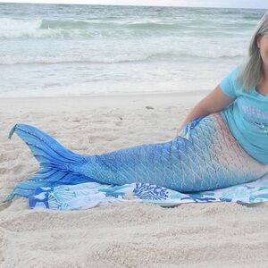 Mermaid Tail for swimming includes tail, fin insert, bathing suit top and bottom